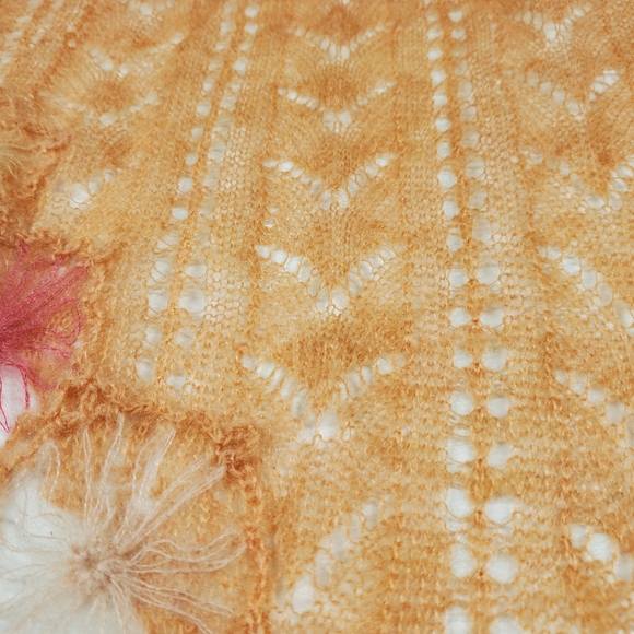 Micco New York Peach Floral Wool Blend Knit Scarf - Picture 6 of 6